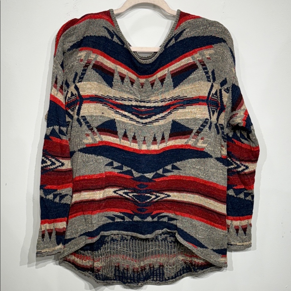 Ralph Lauren Tribal/Western Print Long Sleeve Sweater